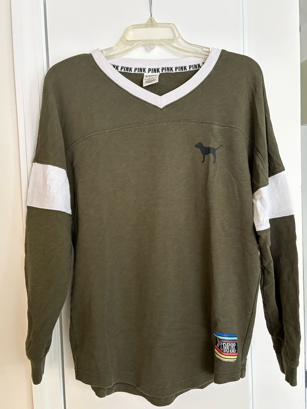 2010s PINK V-Neck Varsity Long Sleeve